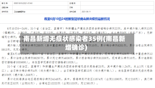 南昌新增无症状感染者35例(南昌新增确诊)