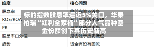 标的指数股息率逼近5%关口，华泰柏瑞“红利全家桶”部分人气品种基金份额创下其历史新高-第2张图片