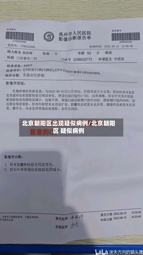 北京朝阳区出现疑似病例/北京朝阳区 疑似病例