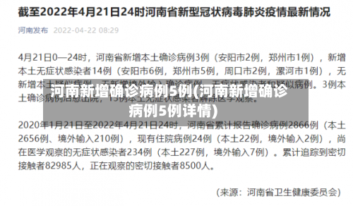 河南新增确诊病例5例(河南新增确诊病例5例详情)