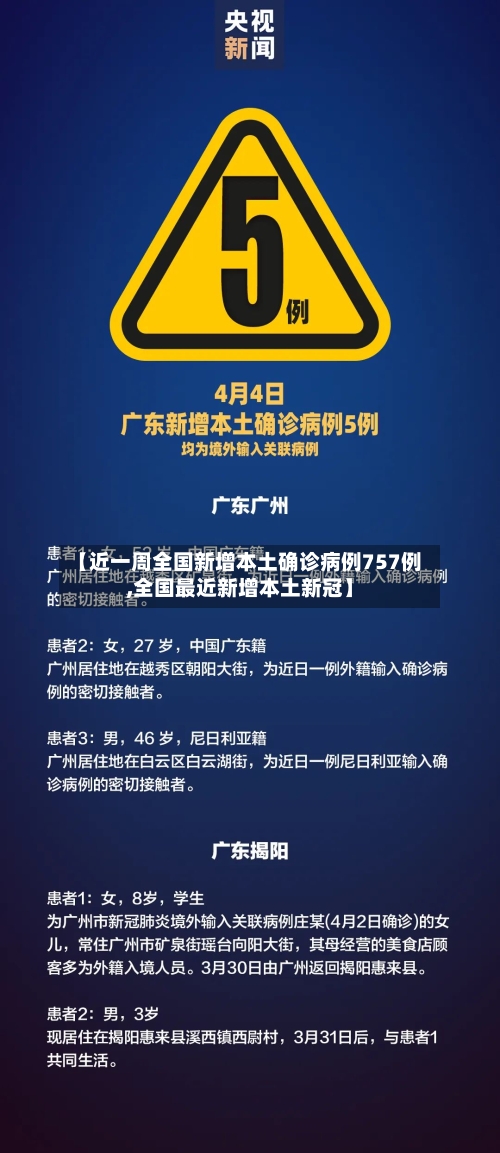 【近一周全国新增本土确诊病例757例,全国最近新增本土新冠】