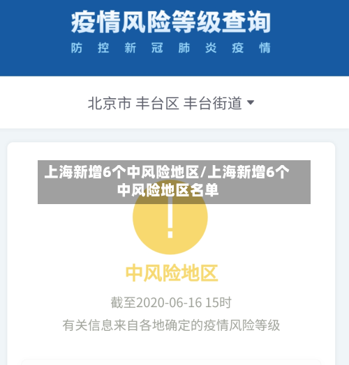 上海新增6个中风险地区/上海新增6个中风险地区名单