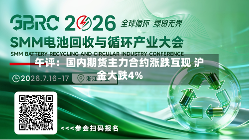 午评：国内期货主力合约涨跌互现 沪金大跌4%
