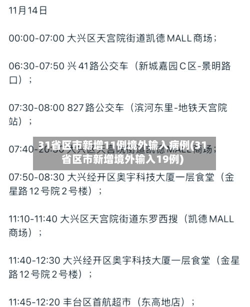 31省区市新增11例境外输入病例(31省区市新增境外输入19例)-第2张图片