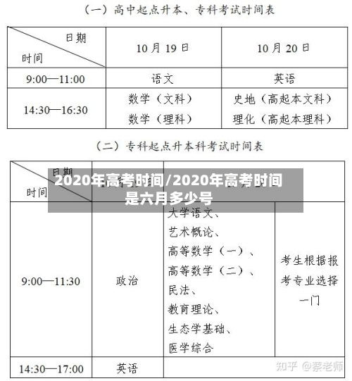 2020年高考时间/2020年高考时间是六月多少号